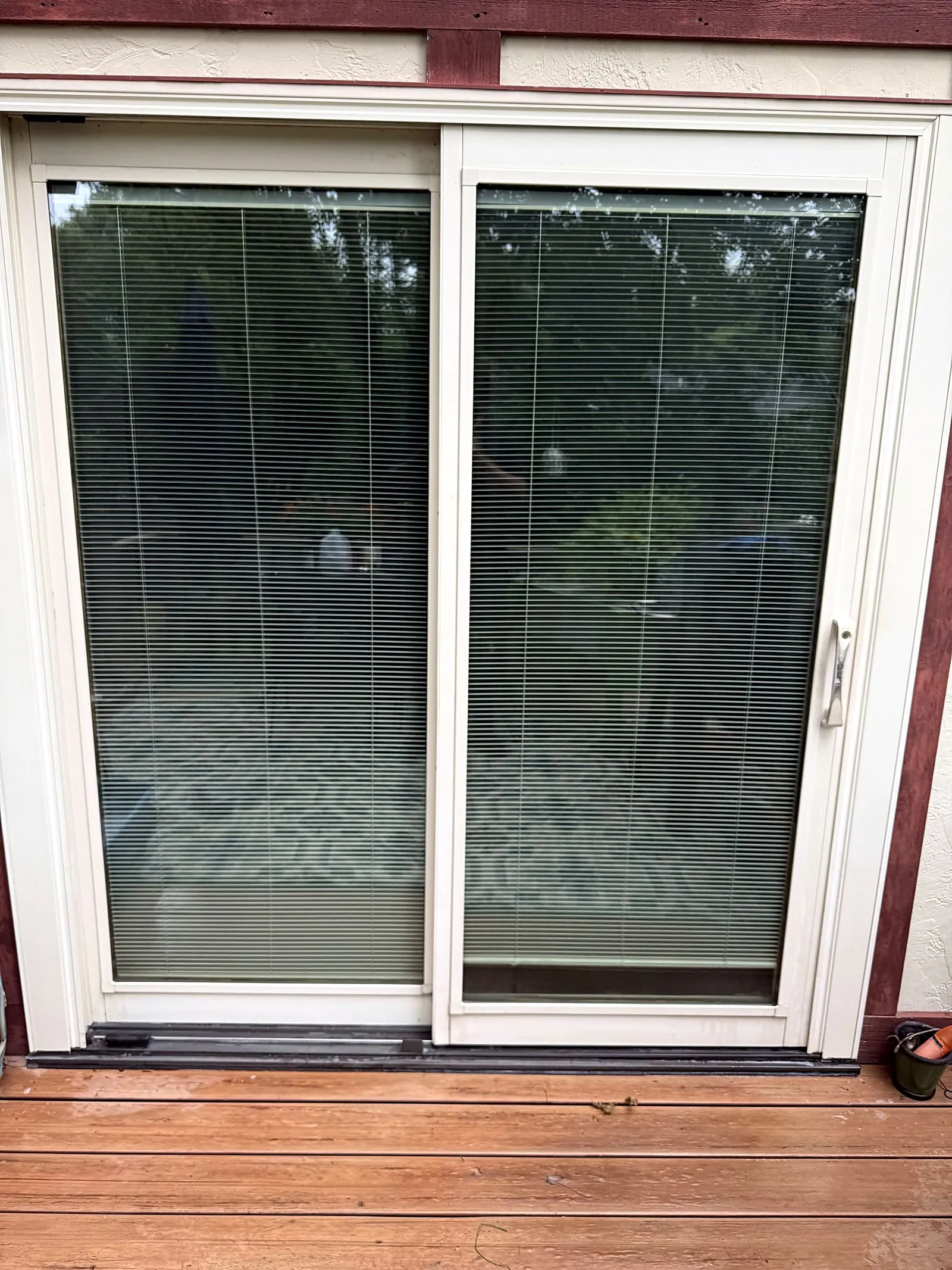 Streak-free sliding glass patio door after cleaning in Lincoln, NE